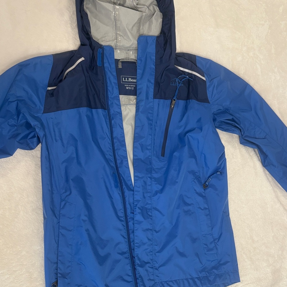 L.L. Bean Two-Tone Blue Waterproof Raincoat Boys Size M (10-12)